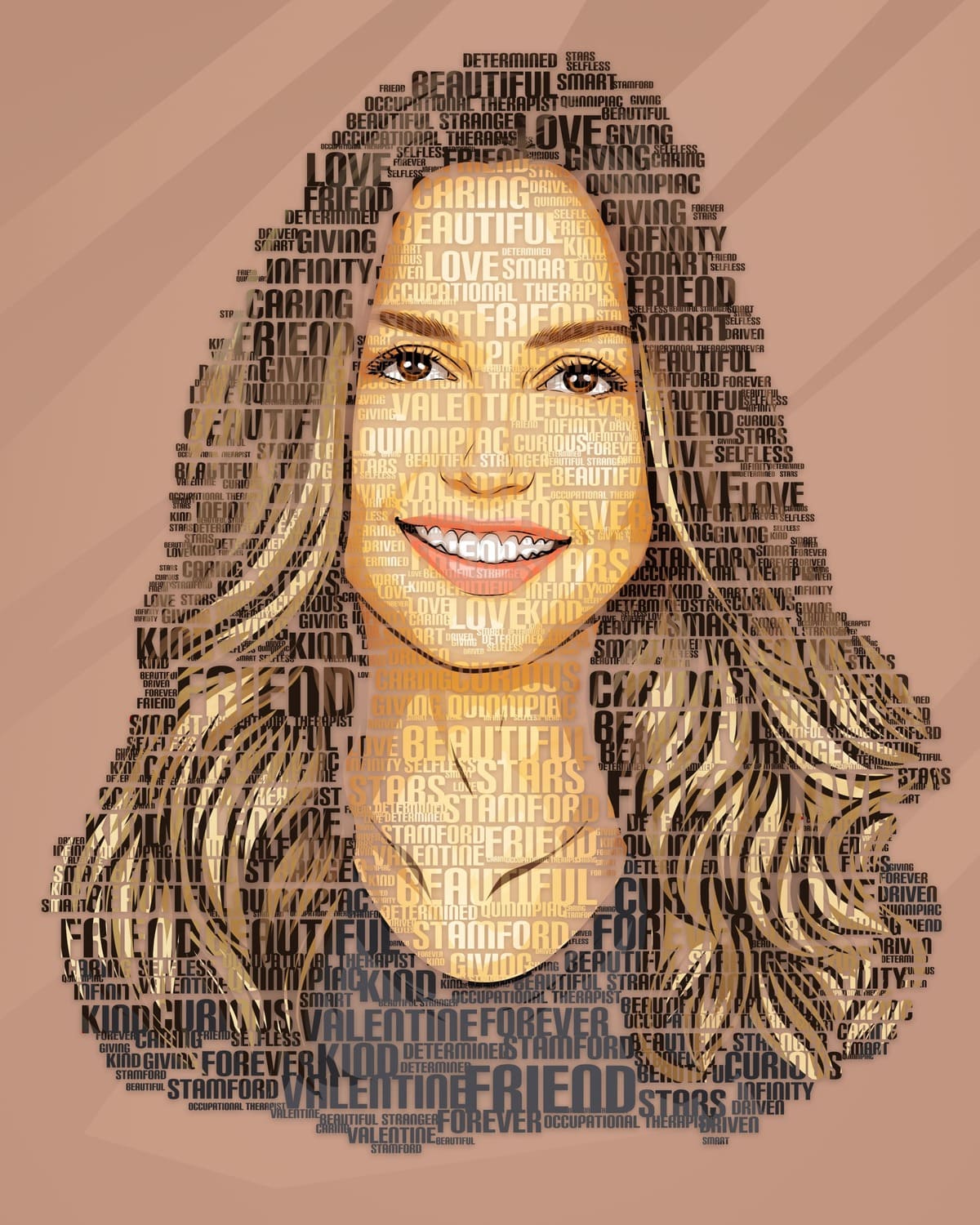 Custom gift for retirement, boss, colleague, him, her, loved one - Text art Portrait from words