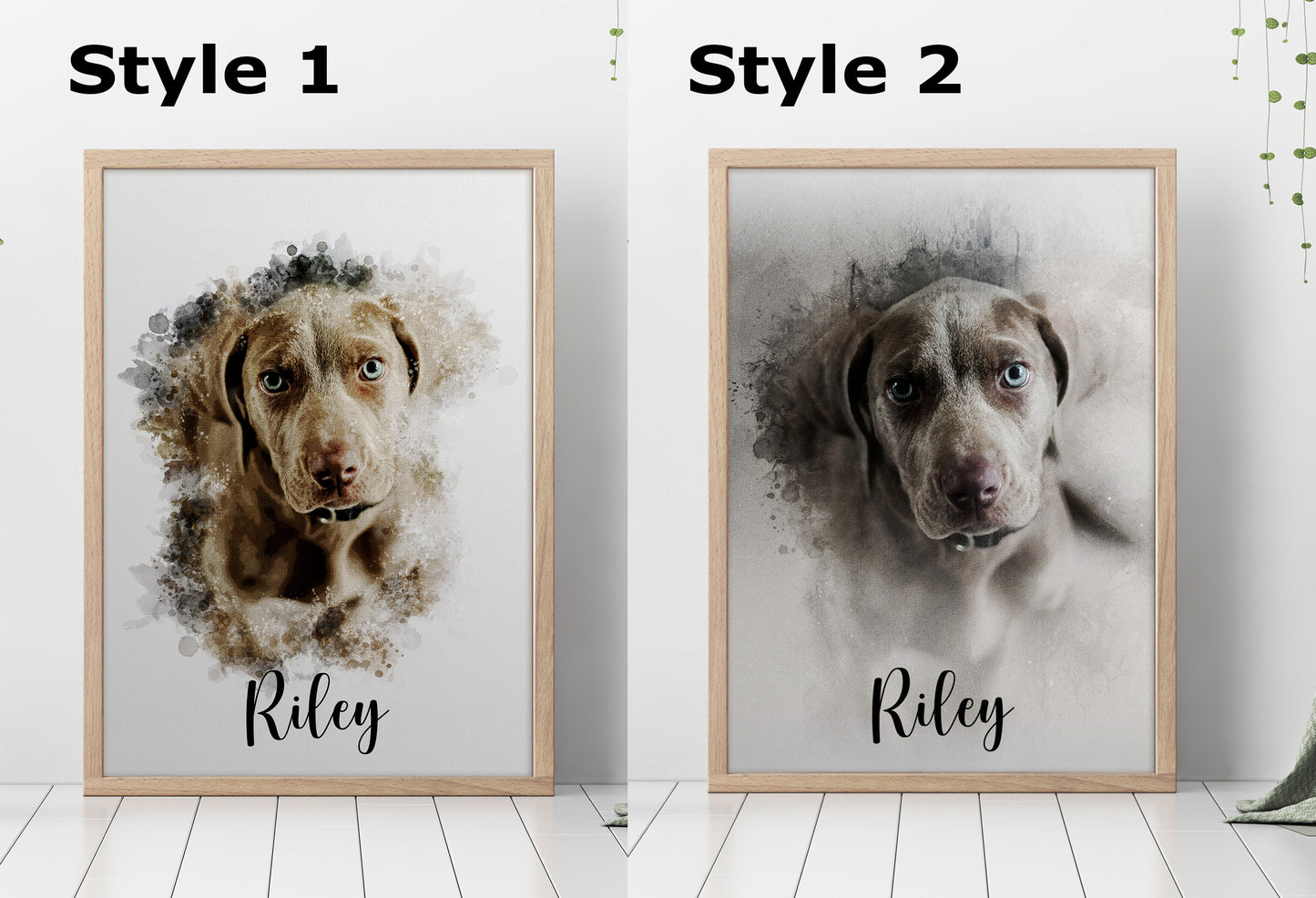 Portrait in a watercolor style for pets.