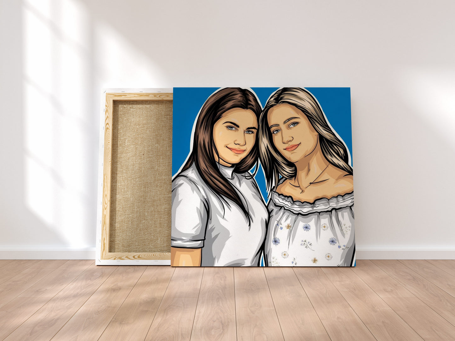 Cartoon portrait with Сolored background