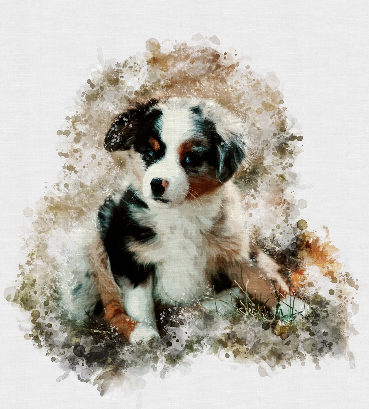 Portrait in a watercolor style for pets.