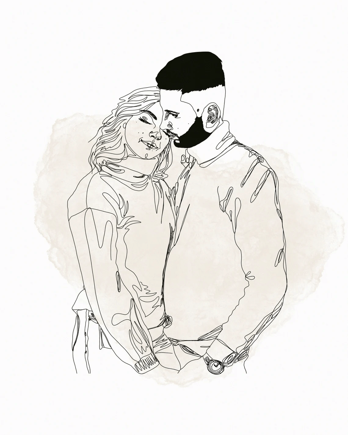 Custom Line Drawing Couple, Wedding gift, Custom Portrait.