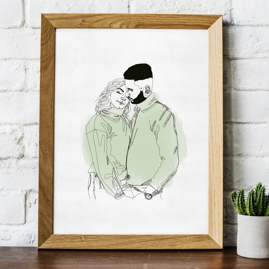 Custom Line Drawing Couple, Wedding gift, Custom Portrait.