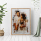 Splash style watercolor portrait for couple, wedding, family.