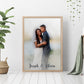 Watercolor style portrait for couple, wedding, family.