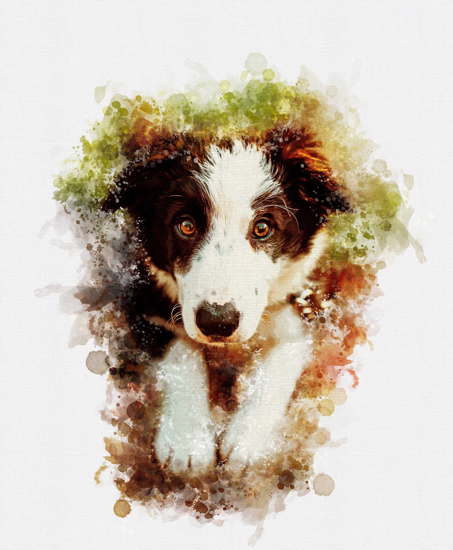 Portrait in a watercolor style for pets.