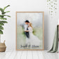 Watercolor style portrait for couple, wedding, family.