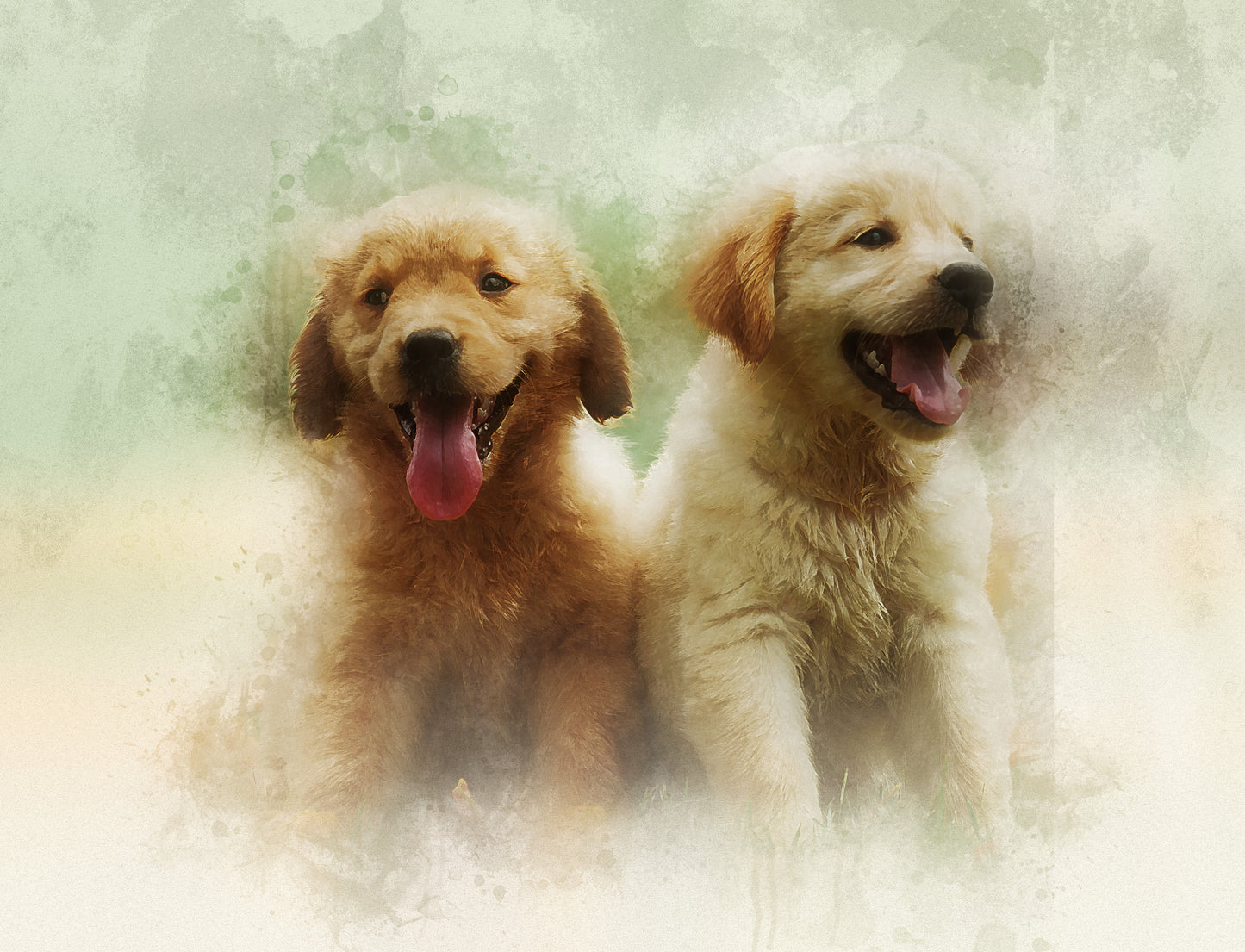 Portrait in a watercolor style for pets.