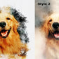 Portrait in a watercolor style for pets.