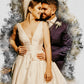 Splash style watercolor portrait for couple, wedding, family.